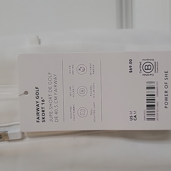 ATHLETA FAIRWAY GOLF SKORT 16" NWT WHITE SIZE MEDIUM - Picture 7 of 10